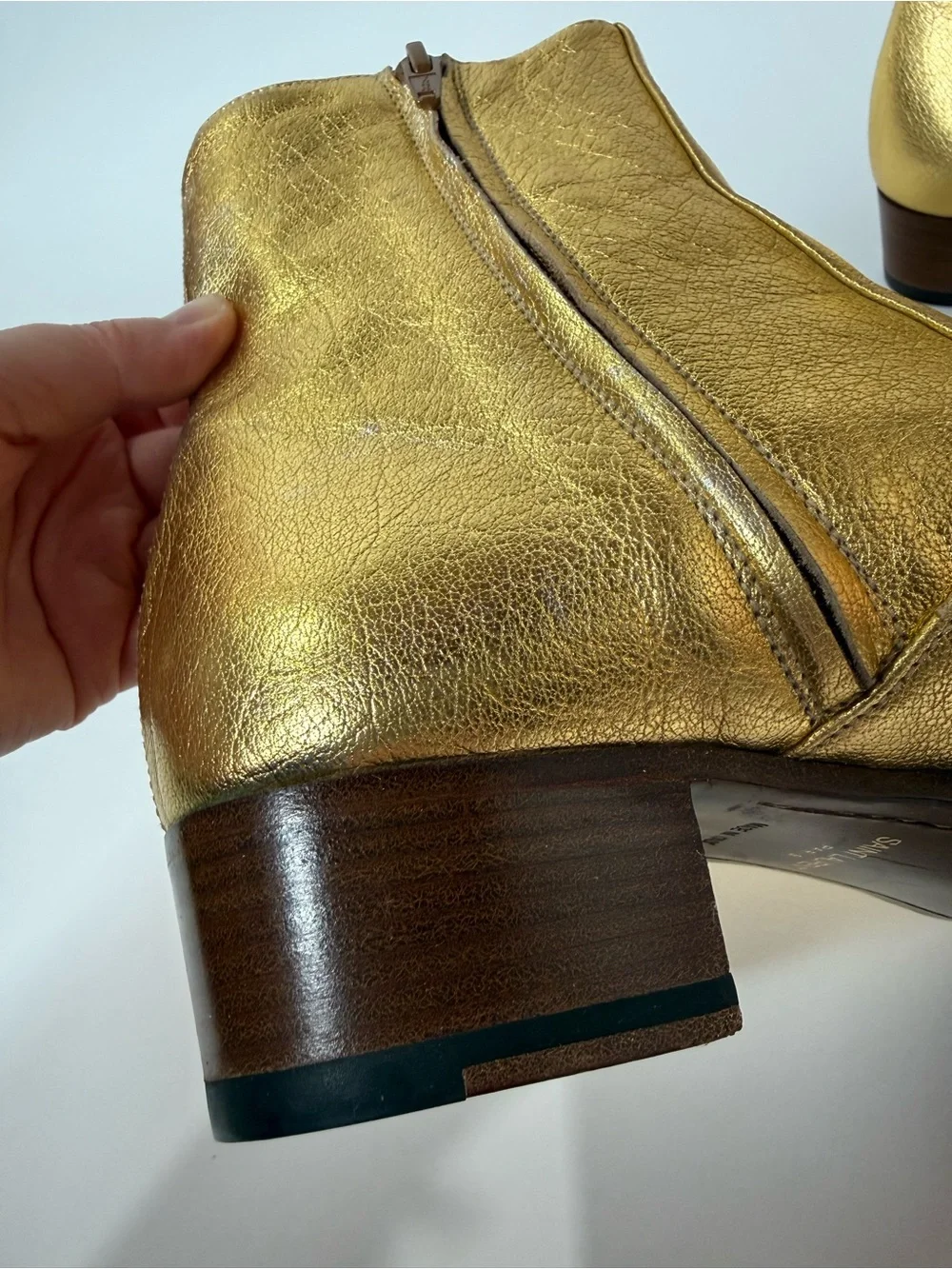 Saint Laurent Gold Leather Boots 41.5